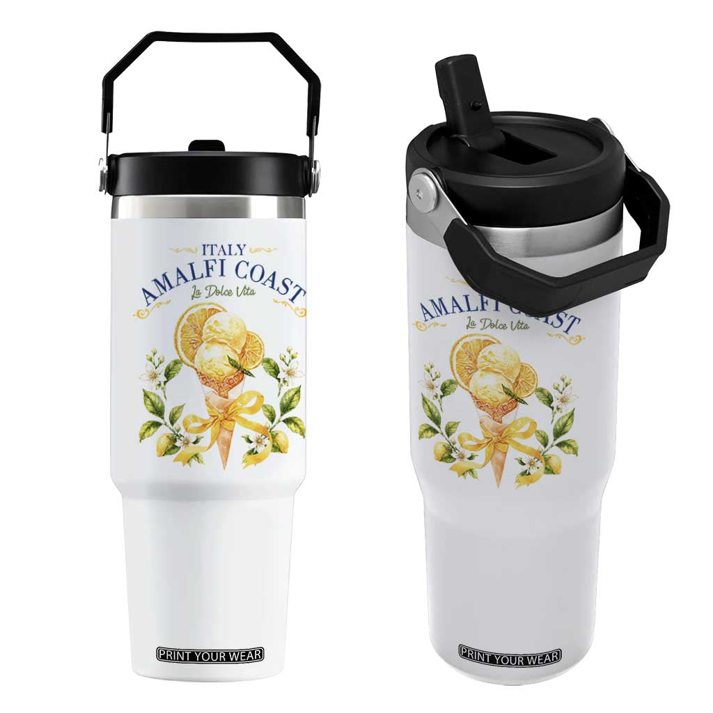 Amalfi Coast Limoncello Gelato Flip Straw Tumbler La Dolce Vita Italy Lemon Dessert Summer TS10 One Size: 30 oz White Print Your Wear