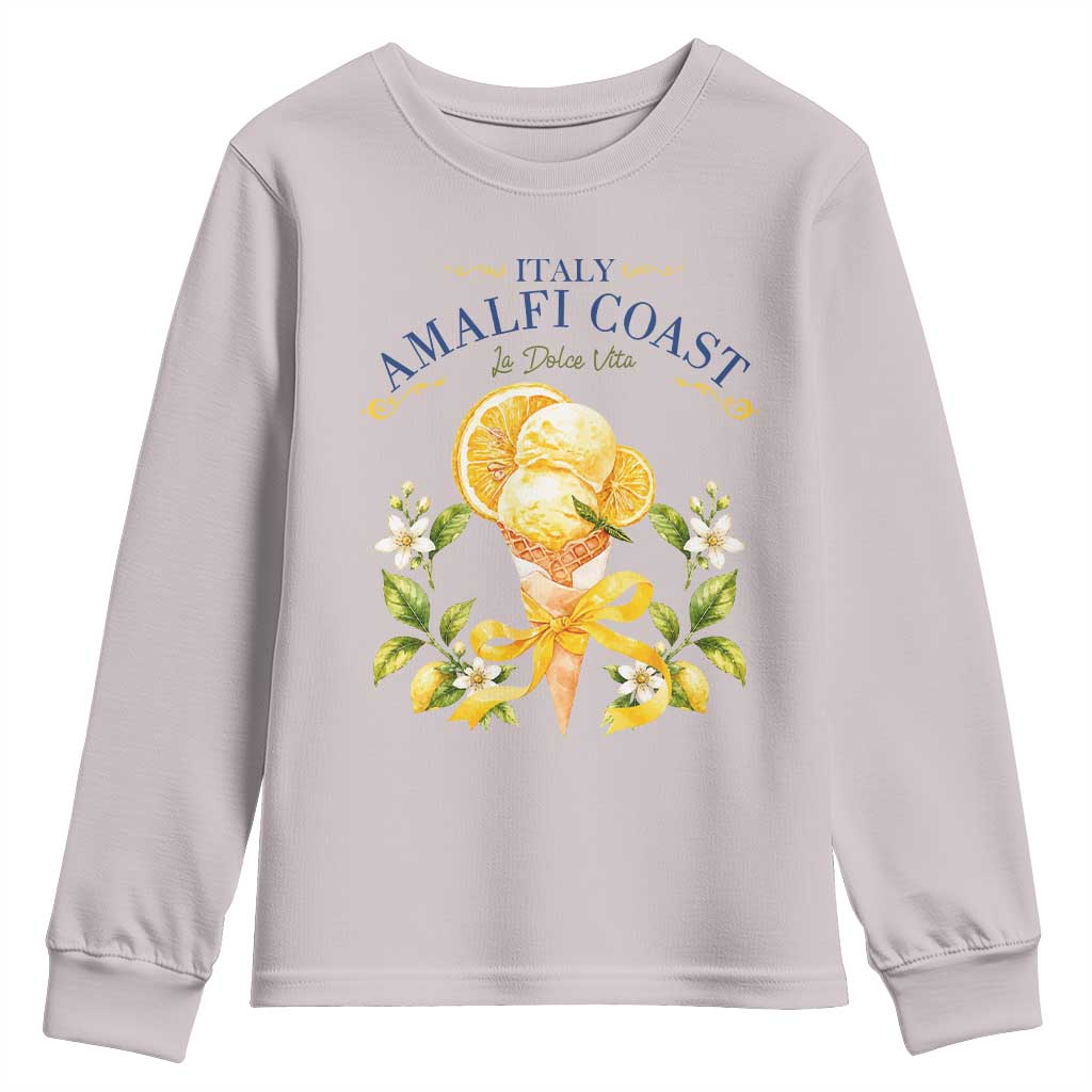 Amalfi Coast Limoncello Gelato Youth Sweatshirt La Dolce Vita Italy Lemon Dessert Summer TS10 Ice Gray Print Your Wear