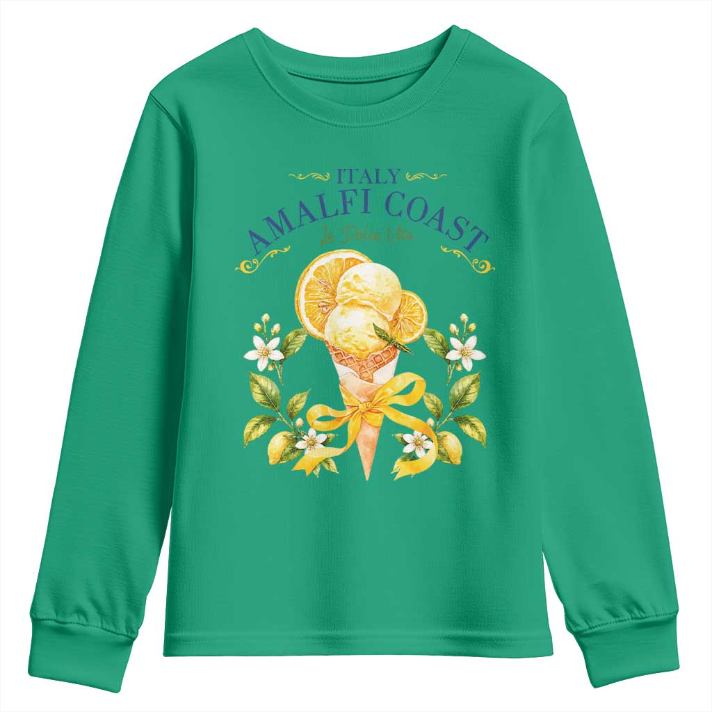 Amalfi Coast Limoncello Gelato Youth Sweatshirt La Dolce Vita Italy Lemon Dessert Summer TS10 Irish Green Print Your Wear