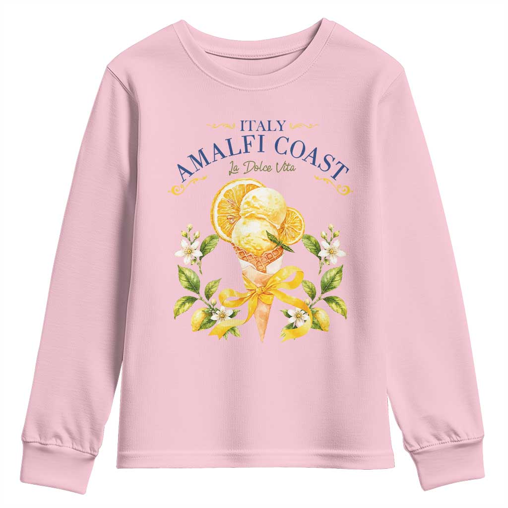 Amalfi Coast Limoncello Gelato Youth Sweatshirt La Dolce Vita Italy Lemon Dessert Summer TS10 Light Pink Print Your Wear