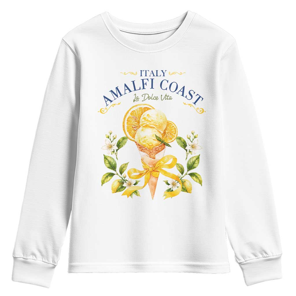 Amalfi Coast Limoncello Gelato Youth Sweatshirt La Dolce Vita Italy Lemon Dessert Summer TS10 White Print Your Wear