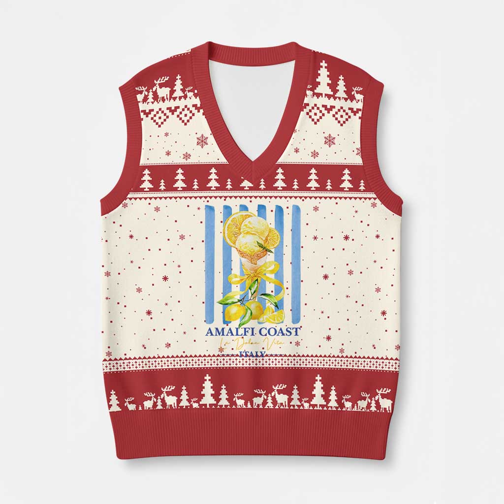 Amalfi Coast Italy Lemon Gelato V-Neck Knit Sweater Vest La Dolce Vita Citrus Summer Travel Vintage Coastal