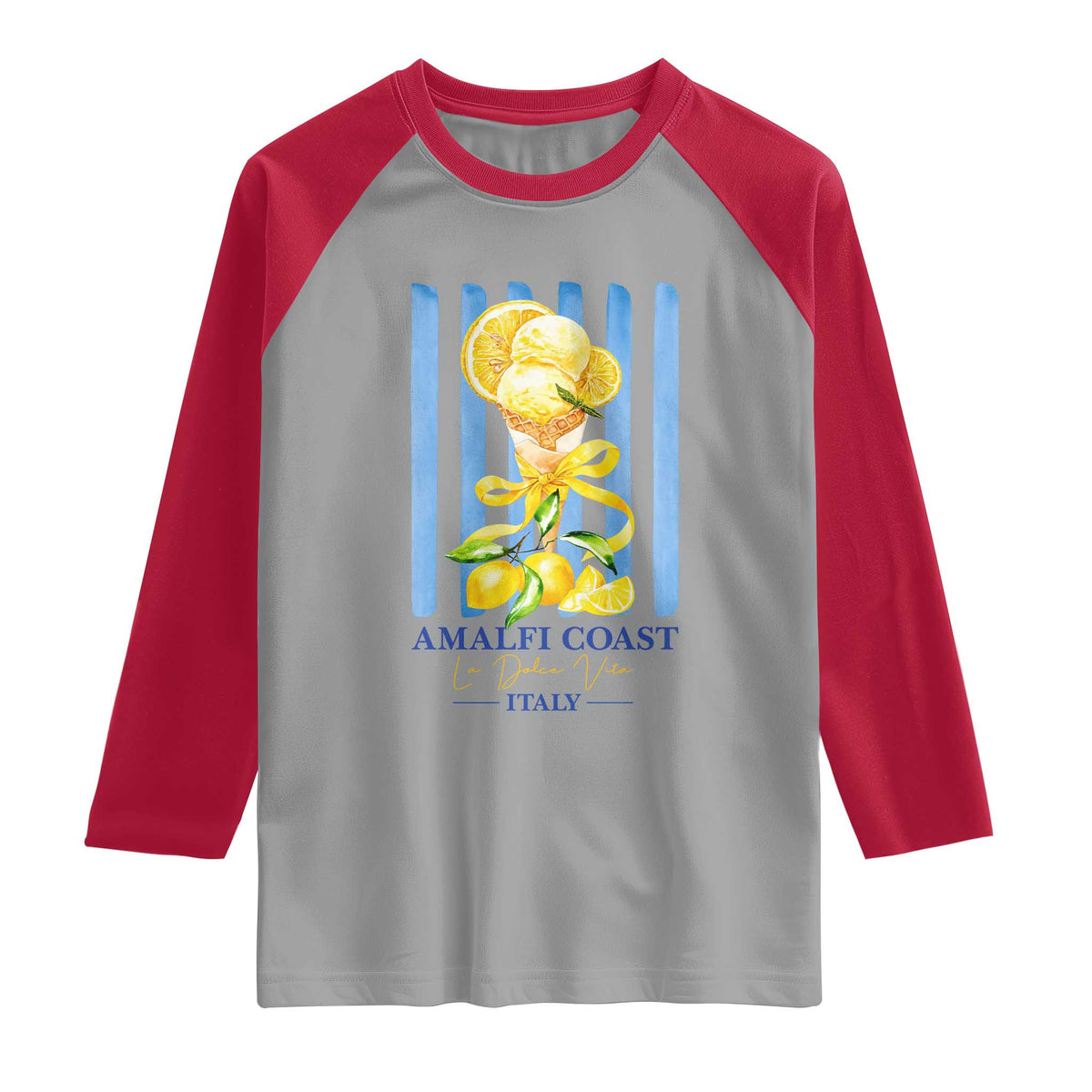 Amalfi Coast Italy Lemon Gelato Raglan Shirt La Dolce Vita Citrus Summer Travel Vintage Coastal