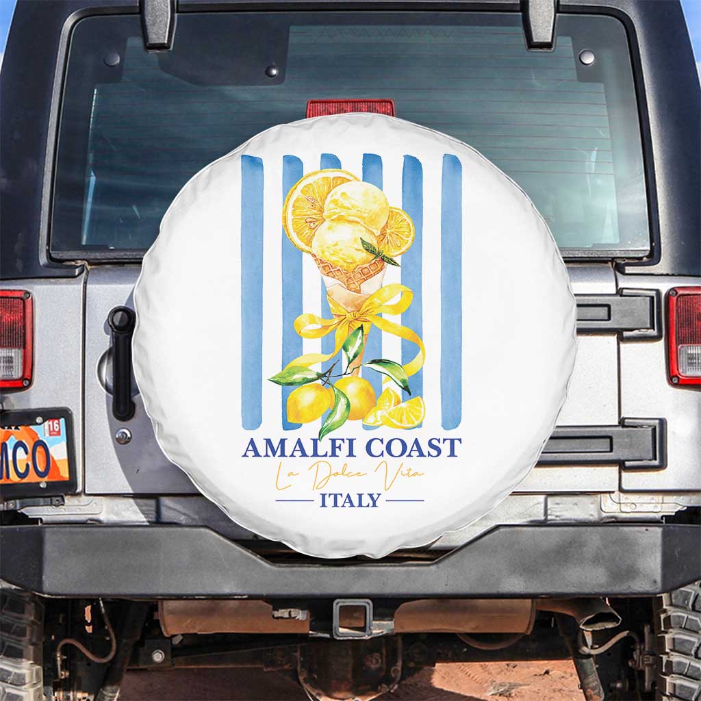 Amalfi Coast Italy Lemon Gelato Spare Tire Cover La Dolce Vita Citrus Summer Travel Vintage Coastal TS10 No hole White Print Your Wear