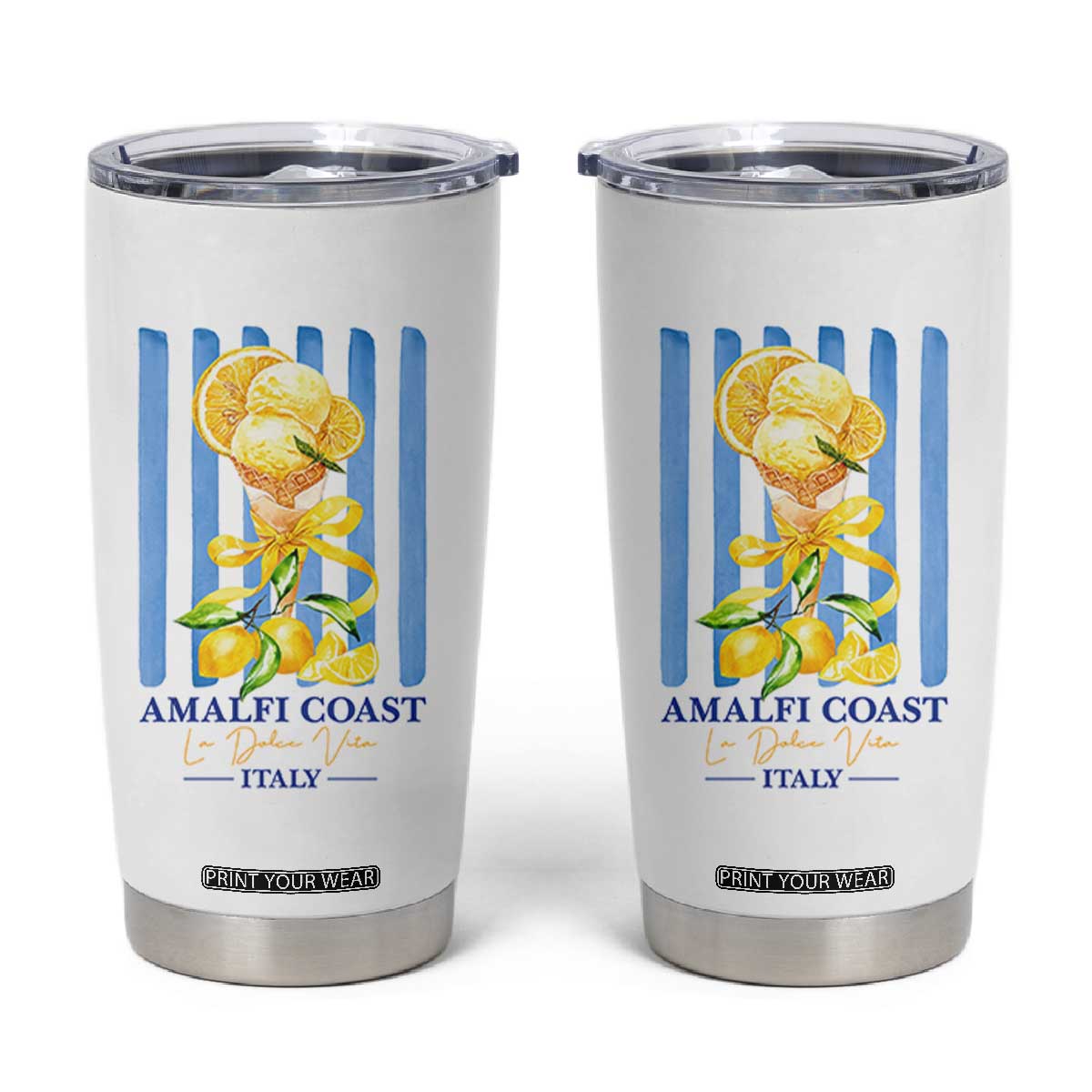 Amalfi Coast Italy Lemon Gelato Tumbler Cup La Dolce Vita Citrus Summer Travel Vintage Coastal