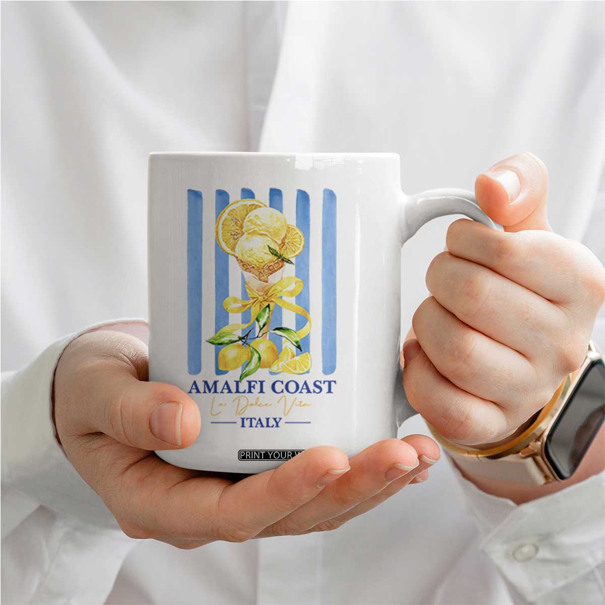 Amalfi Coast Italy Lemon Gelato Coffee Mug La Dolce Vita Citrus Summer Travel Vintage Coastal