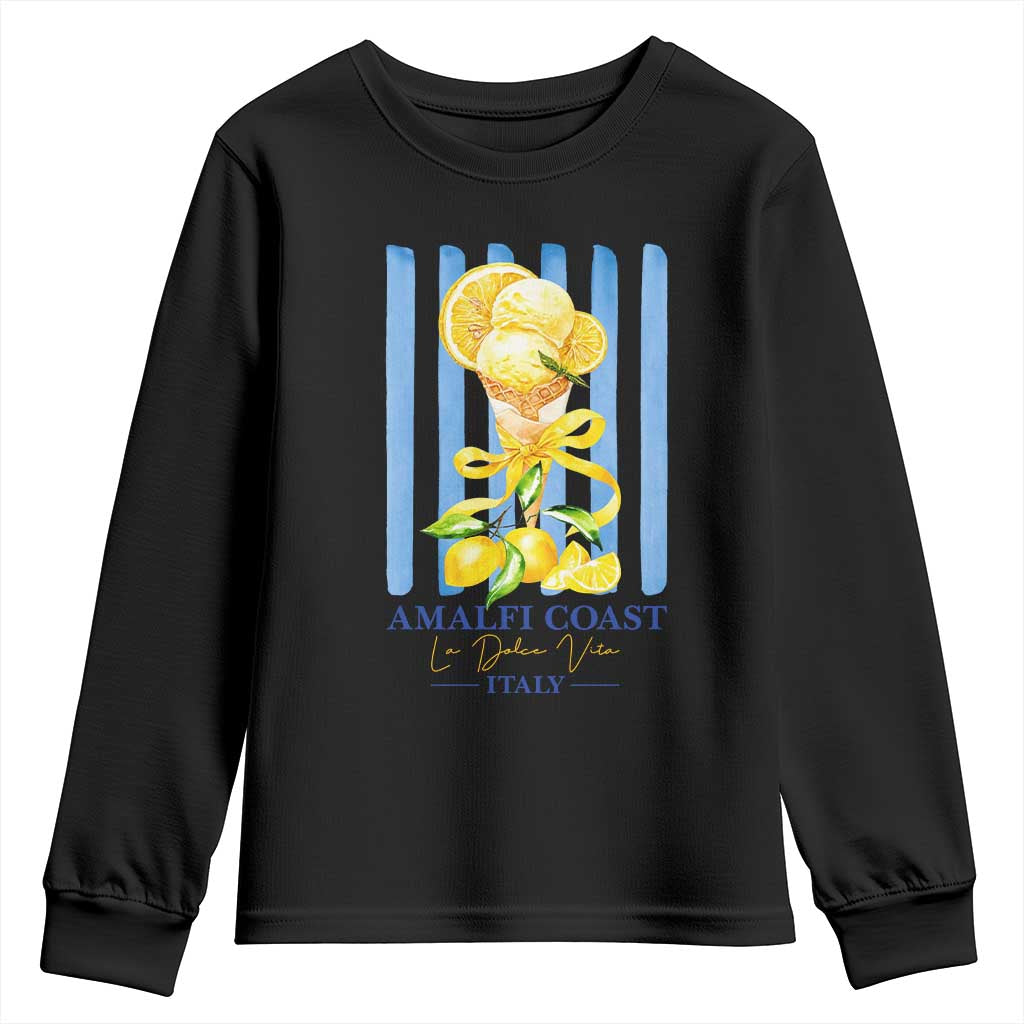 Amalfi Coast Italy Lemon Gelato Youth Sweatshirt La Dolce Vita Citrus Summer Travel Vintage Coastal TS10 Black Print Your Wear
