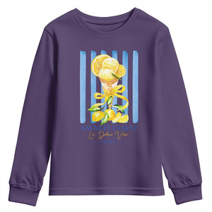 Amalfi Coast Italy Lemon Gelato Youth Sweatshirt La Dolce Vita Citrus Summer Travel Vintage Coastal