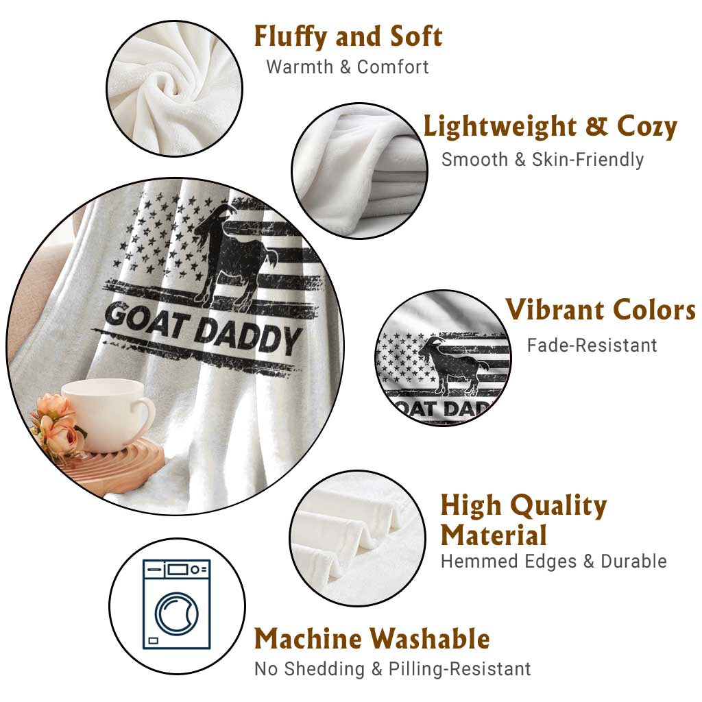 Goat Daddy Throw Blanket Funny Fathers Day Presents For Goat Dad US Flag TS10 Print Your Wear