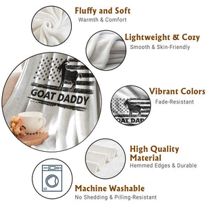 Goat Daddy Throw Blanket Funny Fathers Day Presents For Goat Dad US Flag TS10 Print Your Wear