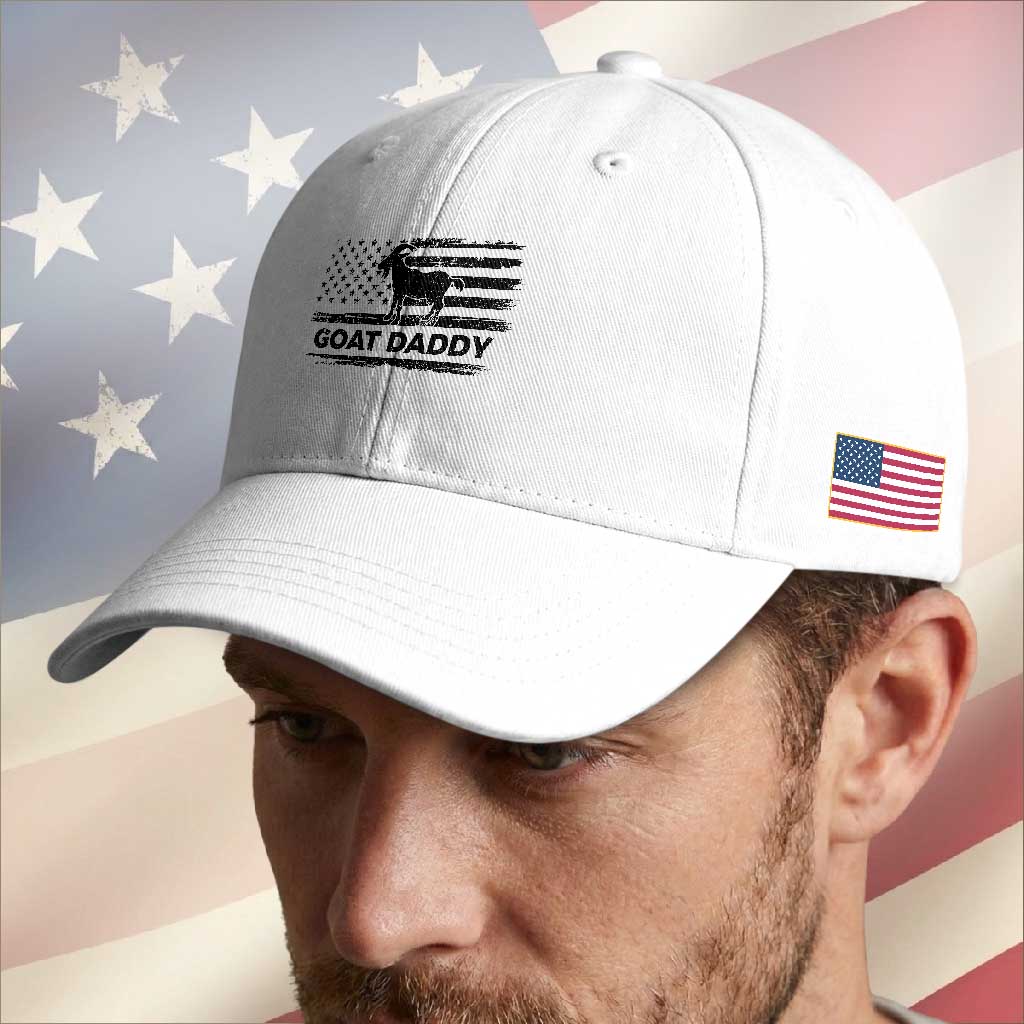 Goat Daddy Baseball Cap Funny Fathers Day Presents For Goat Dad US Flag TS10 Print Your Wear