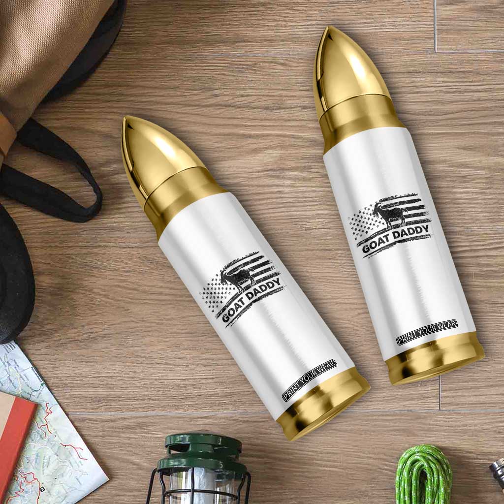 Goat Daddy Bullet Tumbler Funny Fathers Day Presents For Goat Dad US Flag TS10 Print Your Wear