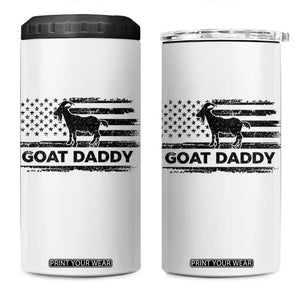 Goat Daddy 4 in 1 Can Cooler Tumbler Funny Fathers Day Presents For Goat Dad US Flag TS10 One Size: 16 oz White Print Your Wear