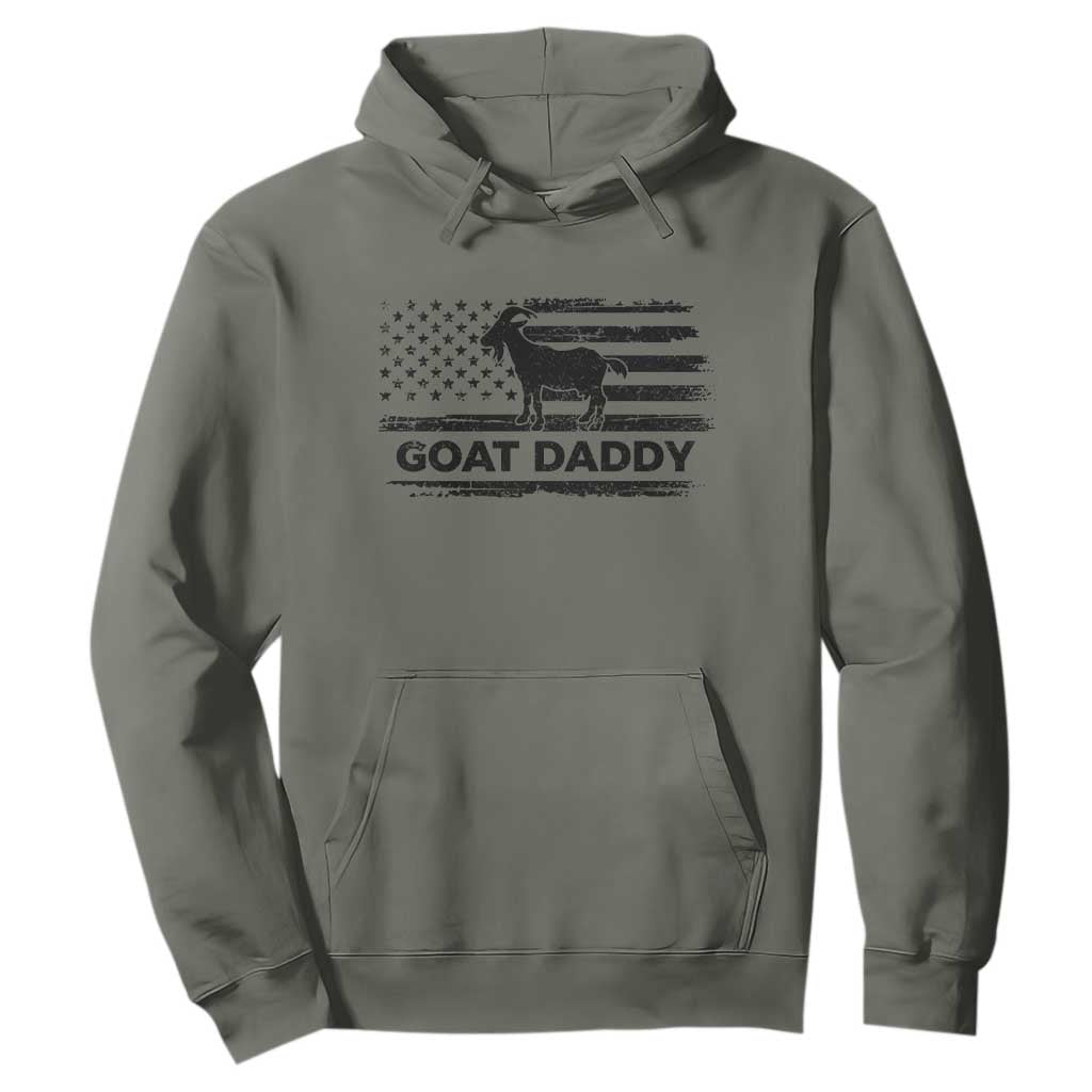 Goat Daddy Hoodie Funny Fathers Day Presents For Goat Dad US Flag TS10 Military Green Print Your Wear