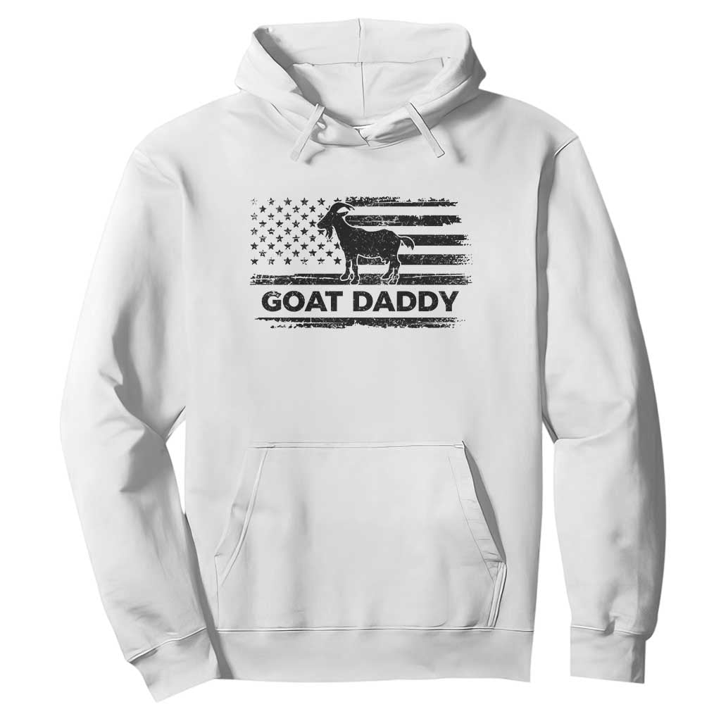 Goat Daddy Hoodie Funny Fathers Day Presents For Goat Dad US Flag TS10 White Print Your Wear