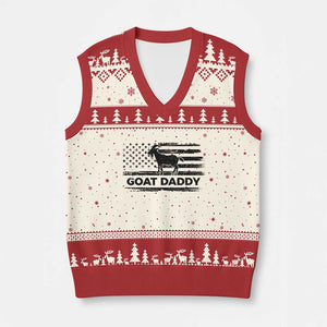 Goat Daddy V-Neck Knit Sweater Vest Funny Fathers Day Presents For Goat Dad US Flag TS10 Beige Red Print Your Wear
