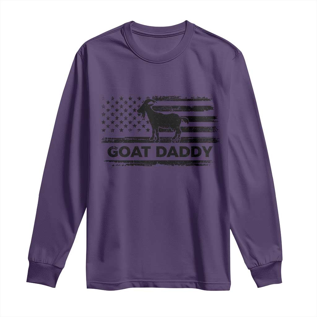 Goat Daddy Long Sleeve Shirt Funny Fathers Day Presents For Goat Dad US Flag TS10 Purple Print Your Wear