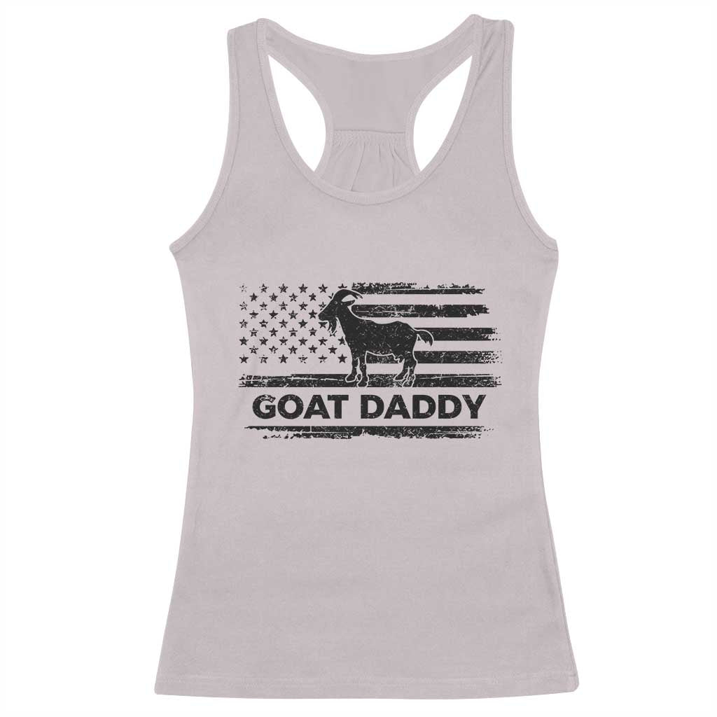 Goat Daddy Racerback Tank Top Funny Fathers Day Presents For Goat Dad US Flag TS10 Ice Gray Print Your Wear