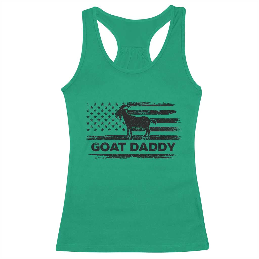 Goat Daddy Racerback Tank Top Funny Fathers Day Presents For Goat Dad US Flag TS10 Irish Green Print Your Wear