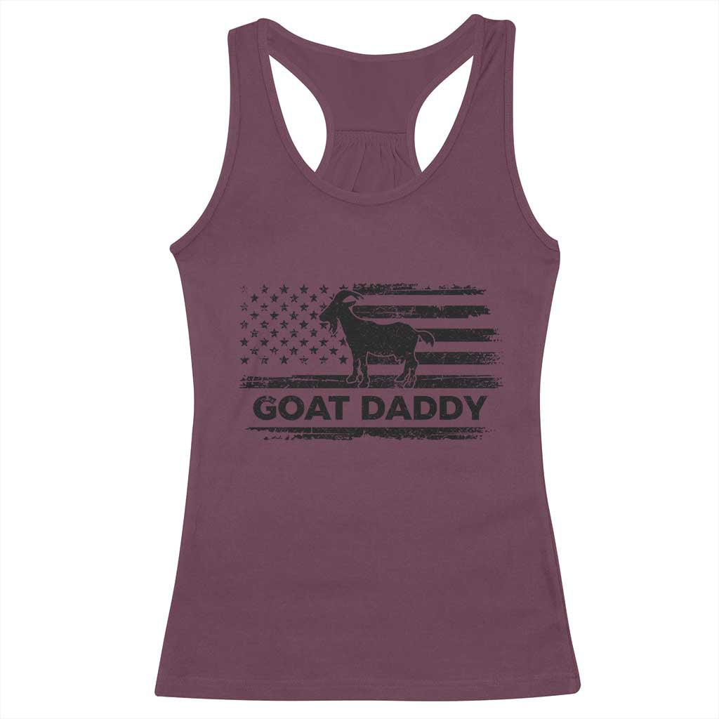 Goat Daddy Racerback Tank Top Funny Fathers Day Presents For Goat Dad US Flag TS10 Maroon Print Your Wear