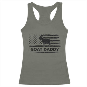 Goat Daddy Racerback Tank Top Funny Fathers Day Presents For Goat Dad US Flag TS10 Military Green Print Your Wear