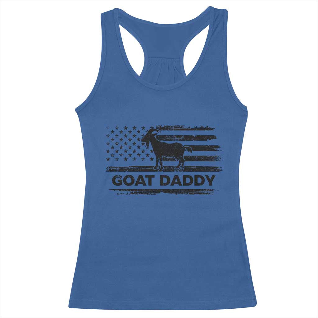 Goat Daddy Racerback Tank Top Funny Fathers Day Presents For Goat Dad US Flag TS10 Royal Blue Print Your Wear