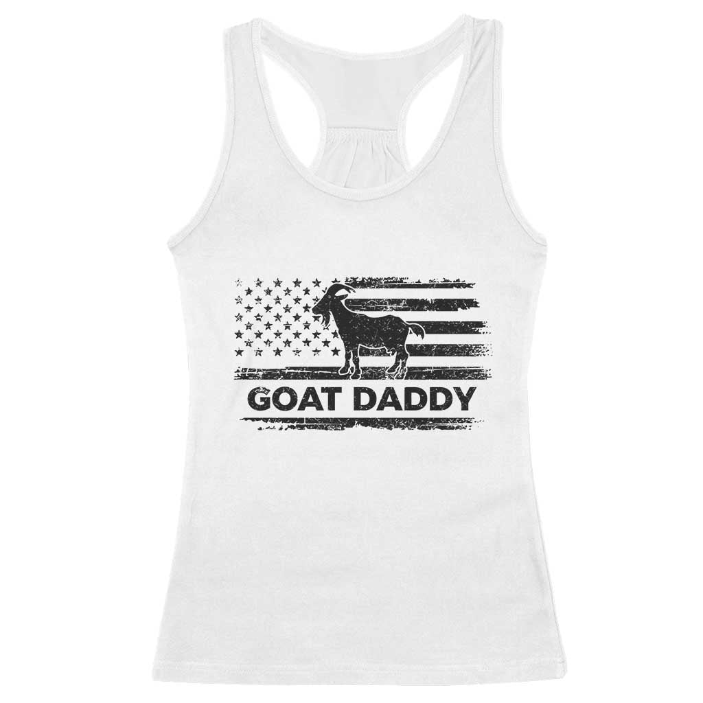 Goat Daddy Racerback Tank Top Funny Fathers Day Presents For Goat Dad US Flag TS10 White Print Your Wear