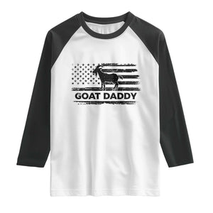 Goat Daddy Raglan Shirt Funny Fathers Day Presents For Goat Dad US Flag TS10 White Black Print Your Wear