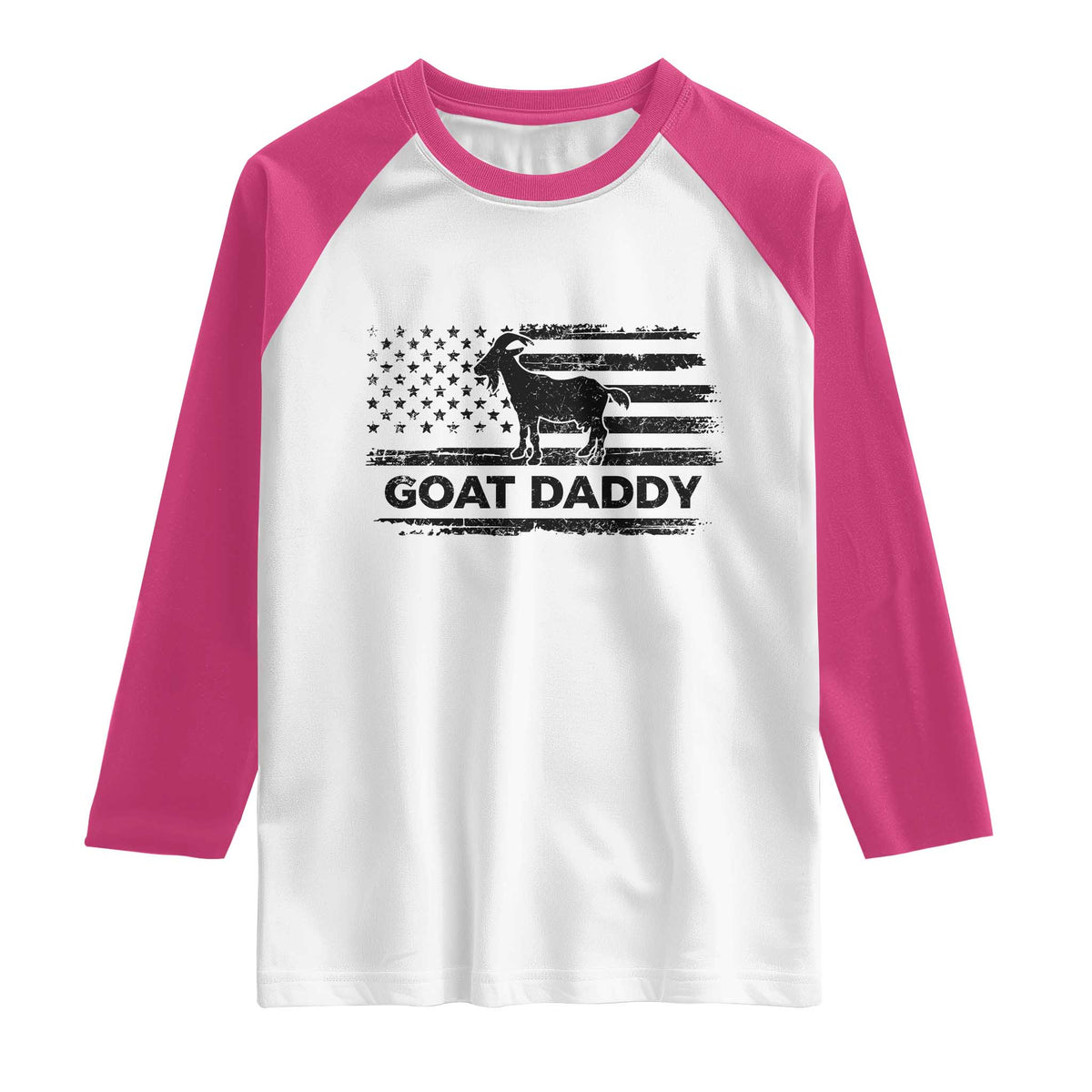 Goat Daddy Raglan Shirt Funny Fathers Day Presents For Goat Dad US Flag TS10 White Heliconia Print Your Wear