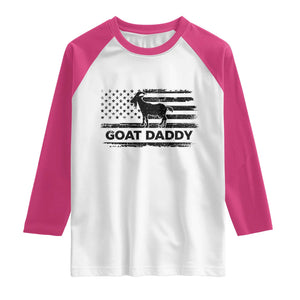 Goat Daddy Raglan Shirt Funny Fathers Day Presents For Goat Dad US Flag TS10 White Heliconia Print Your Wear