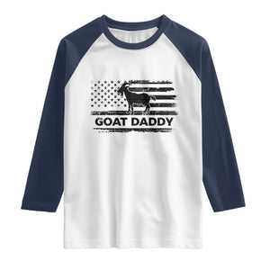 Goat Daddy Raglan Shirt Funny Fathers Day Presents For Goat Dad US Flag TS10 White Navy Print Your Wear