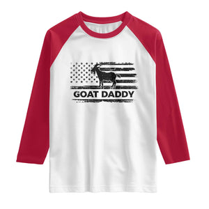 Goat Daddy Raglan Shirt Funny Fathers Day Presents For Goat Dad US Flag TS10 White Red Print Your Wear