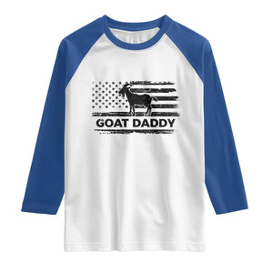 Goat Daddy Raglan Shirt Funny Fathers Day Presents For Goat Dad US Flag TS10 White Royal Print Your Wear