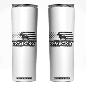 Goat Daddy Skinny Tumbler Funny Fathers Day Presents For Goat Dad US Flag TS10 White Print Your Wear