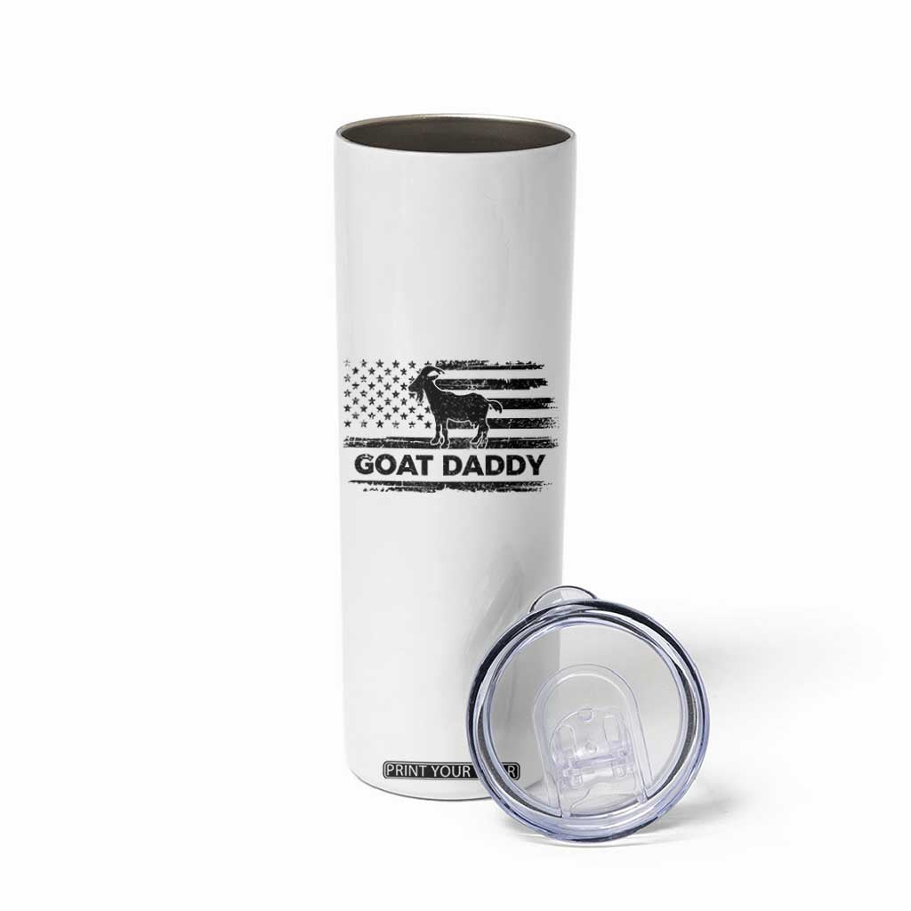 Goat Daddy Skinny Tumbler Funny Fathers Day Presents For Goat Dad US Flag TS10 Print Your Wear