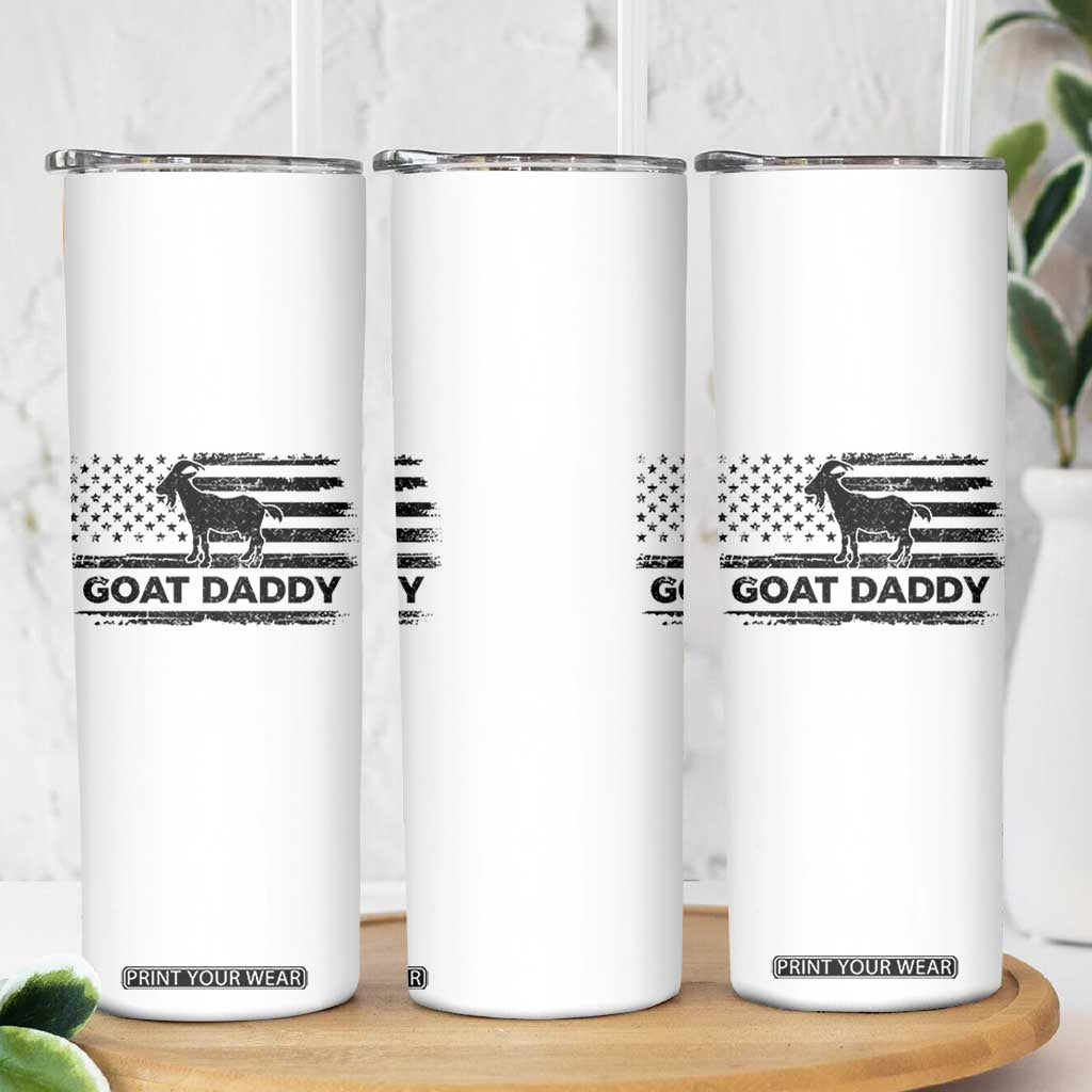 Goat Daddy Skinny Tumbler Funny Fathers Day Presents For Goat Dad US Flag TS10 Print Your Wear