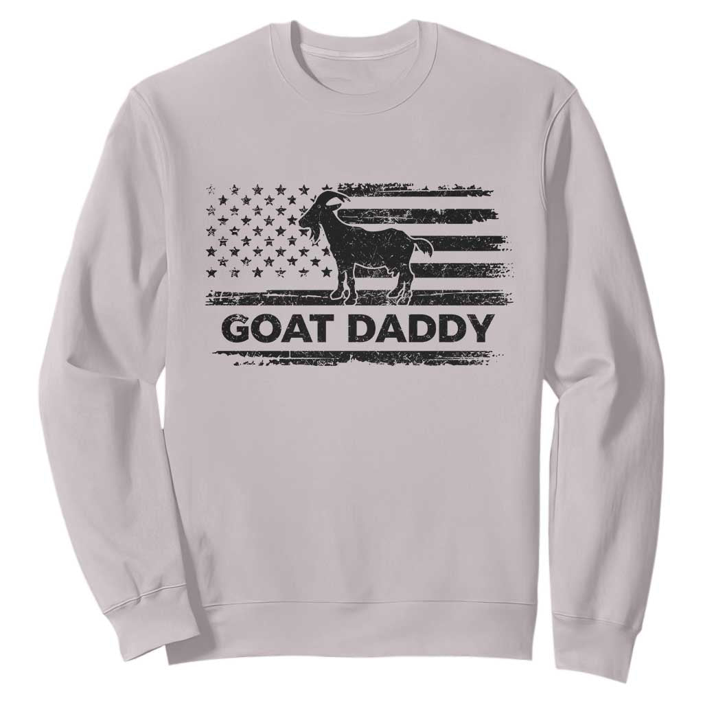 Goat Daddy Sweatshirt Funny Fathers Day Presents For Goat Dad US Flag TS10 Ice Gray Print Your Wear