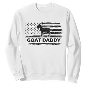 Goat Daddy Sweatshirt Funny Fathers Day Presents For Goat Dad US Flag TS10 White Print Your Wear