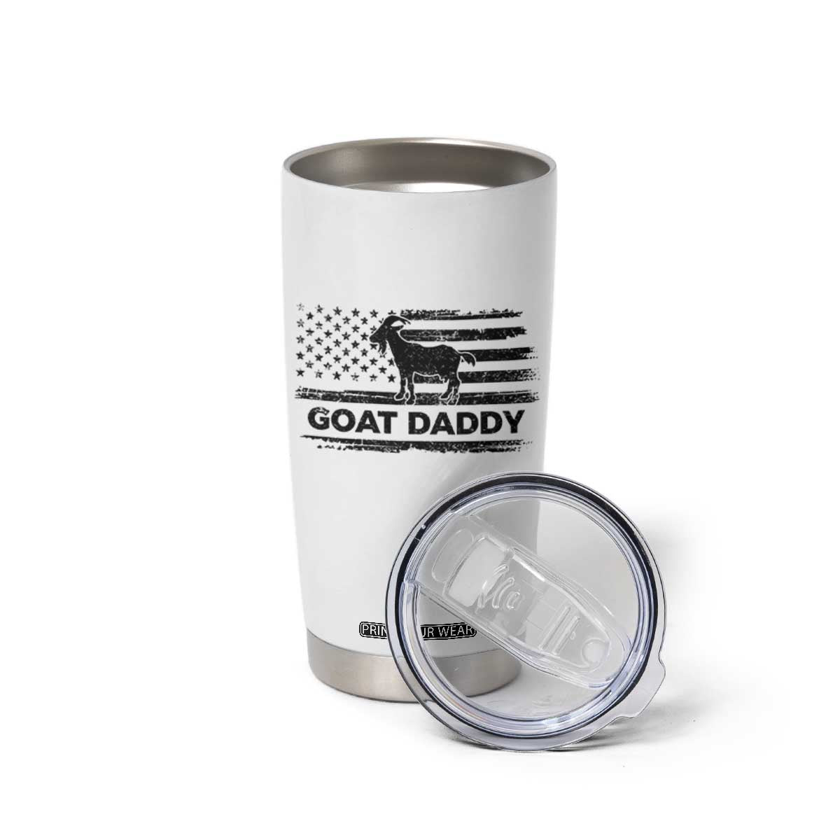Goat Daddy Tumbler Cup Funny Fathers Day Presents For Goat Dad US Flag TS10 Print Your Wear