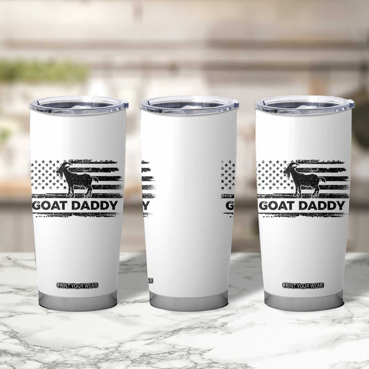 Goat Daddy Tumbler Cup Funny Fathers Day Presents For Goat Dad US Flag TS10 Print Your Wear