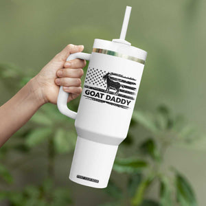 Goat Daddy Tumbler With Handle Funny Fathers Day Presents For Goat Dad US Flag TS10 Print Your Wear