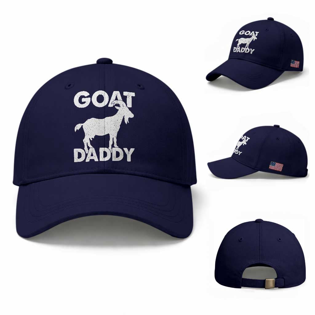 Goat Daddy Baseball Cap Funny Fathers Day Presents For Goat Dad TS10 Baseball Cap Universal Fit Dark Blue Print Your Wear