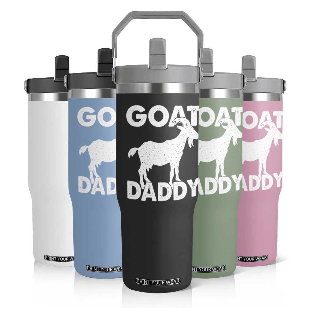 Goat Daddy Flip Straw Tumbler Funny Fathers Day Presents For Goat Dad TS10 Print Your Wear