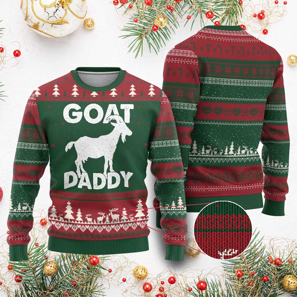 Goat Daddy Ugly Christmas Sweater Funny Fathers Day Presents For Goat Dad TS10 Red Green Print Your Wear