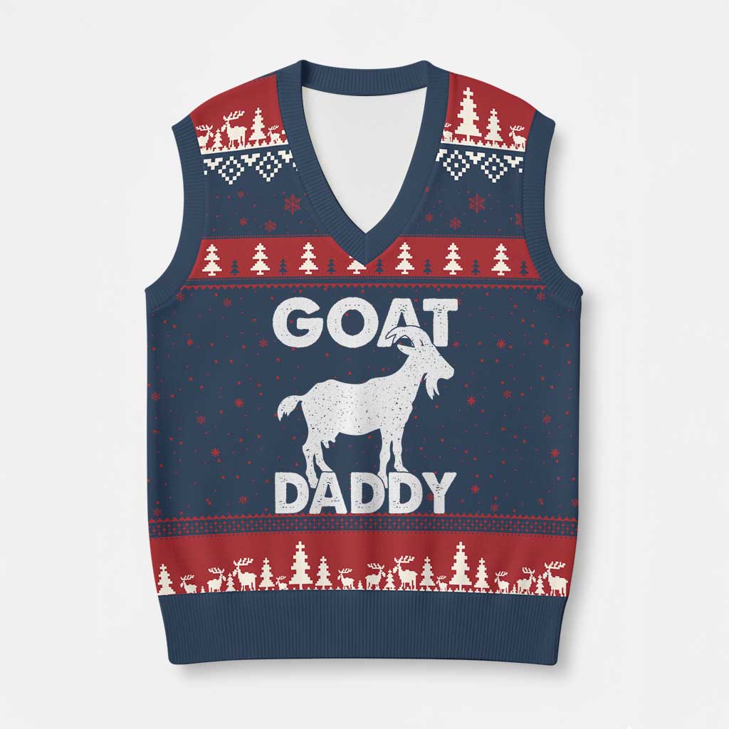Goat Daddy V-Neck Knit Sweater Vest Funny Fathers Day Presents For Goat Dad TS10 Navy Red Print Your Wear