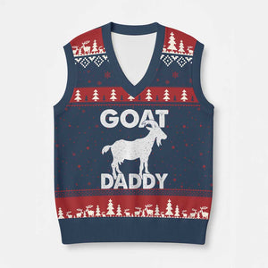 Goat Daddy V-Neck Knit Sweater Vest Funny Fathers Day Presents For Goat Dad TS10 Navy Red Print Your Wear