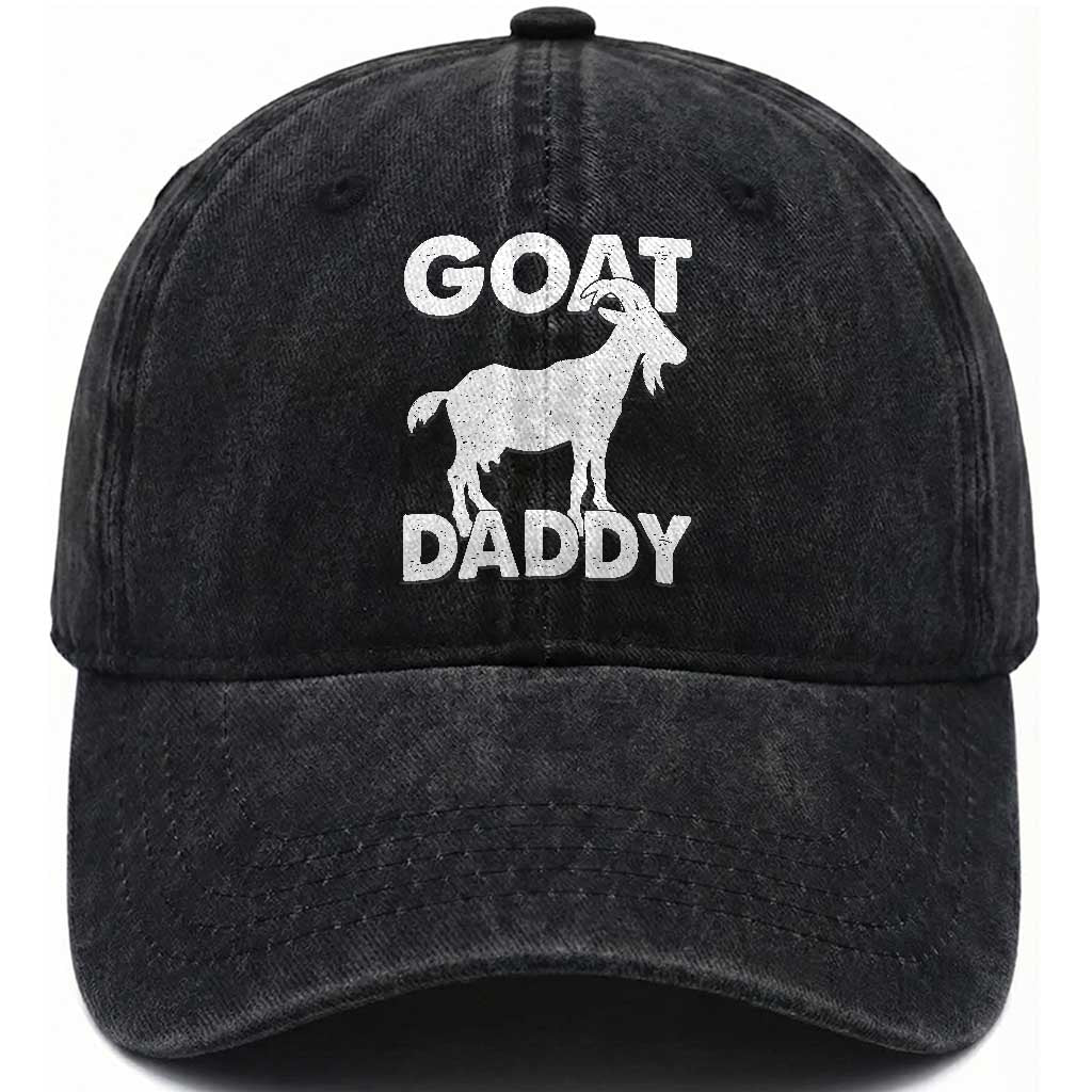 Goat Daddy Washed Cotton Baseball Cap Funny Fathers Day Presents For Goat Dad TS10 Print Your Wear