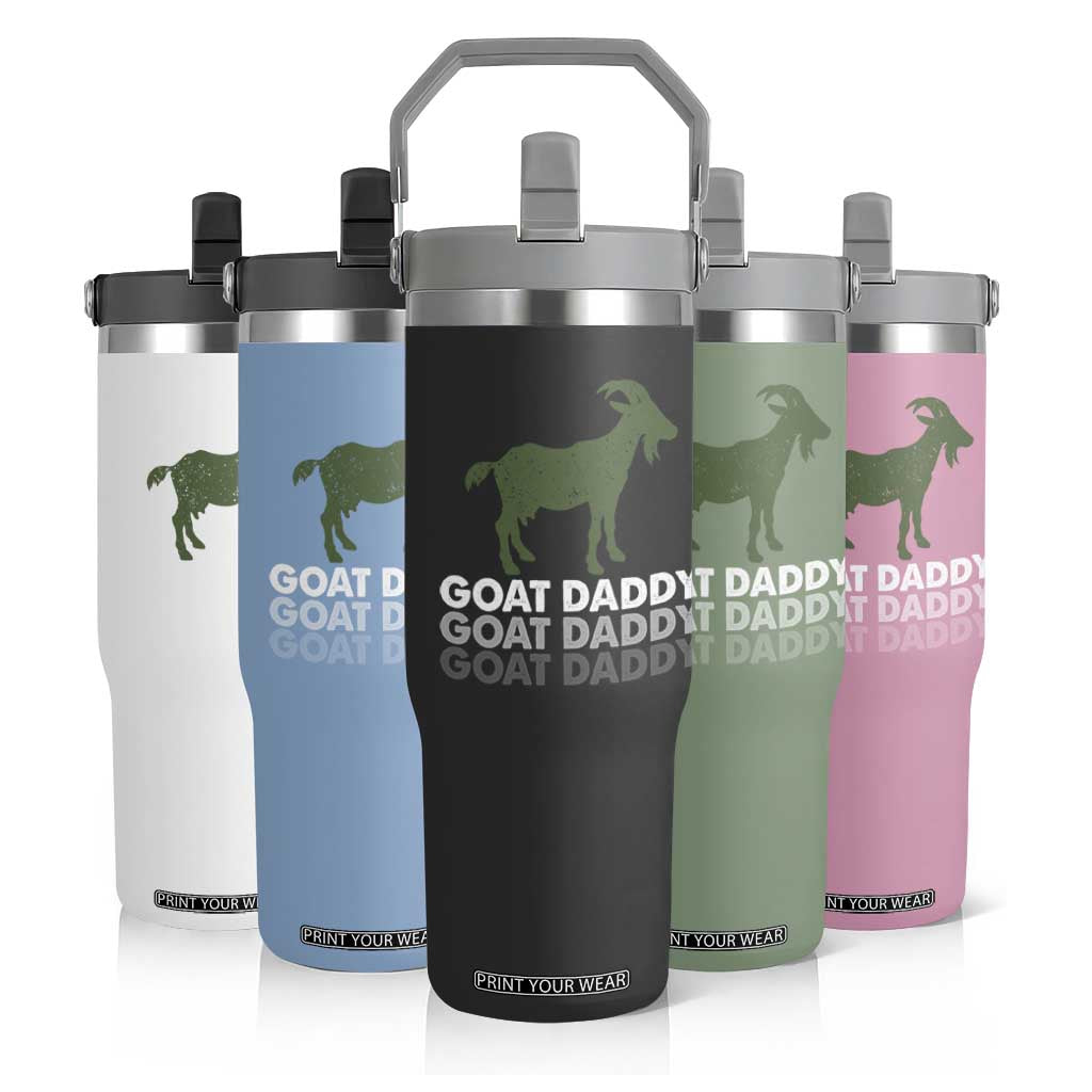 Funny Dad Flip Straw Tumbler Funny Goat Daddy Fathers Day Presents For Goat Lovers TS10 Print Your Wear