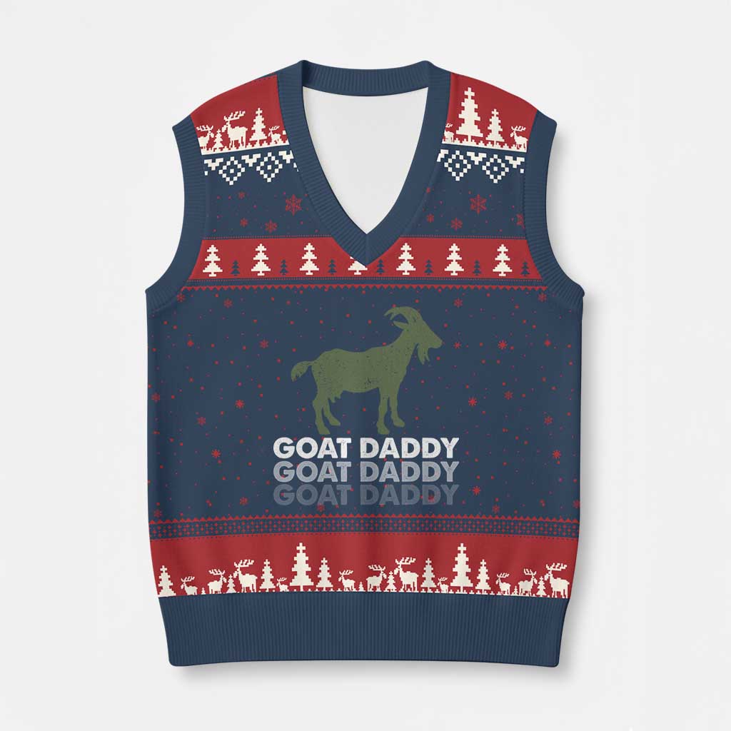 Funny Dad V-Neck Knit Sweater Vest Funny Goat Daddy Fathers Day Presents For Goat Lovers TS10 Navy Red Print Your Wear