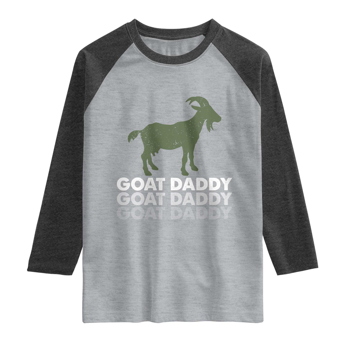 Funny Dad Raglan Shirt Funny Goat Daddy Fathers Day Presents For Goat Lovers TS10 Heather Gray Heather Charcoal Print Your Wear
